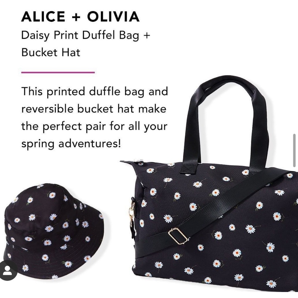 Alice + Olivia daisy flower convertible luggage duffel bag and hat NWT